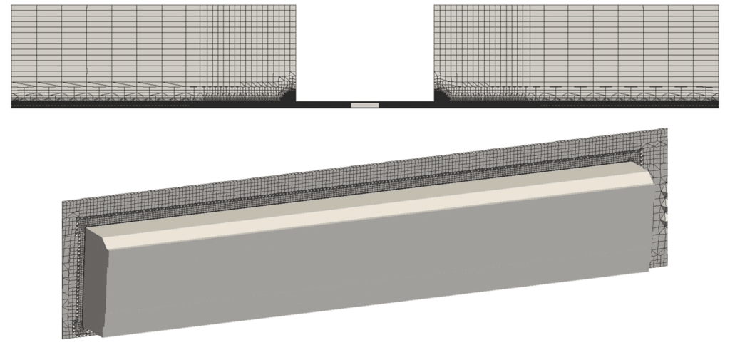 Mesh of the volume inside and outside the tunnel