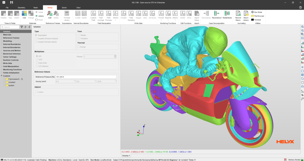 Screenshot of a motorbike CFD simulation in HELYX