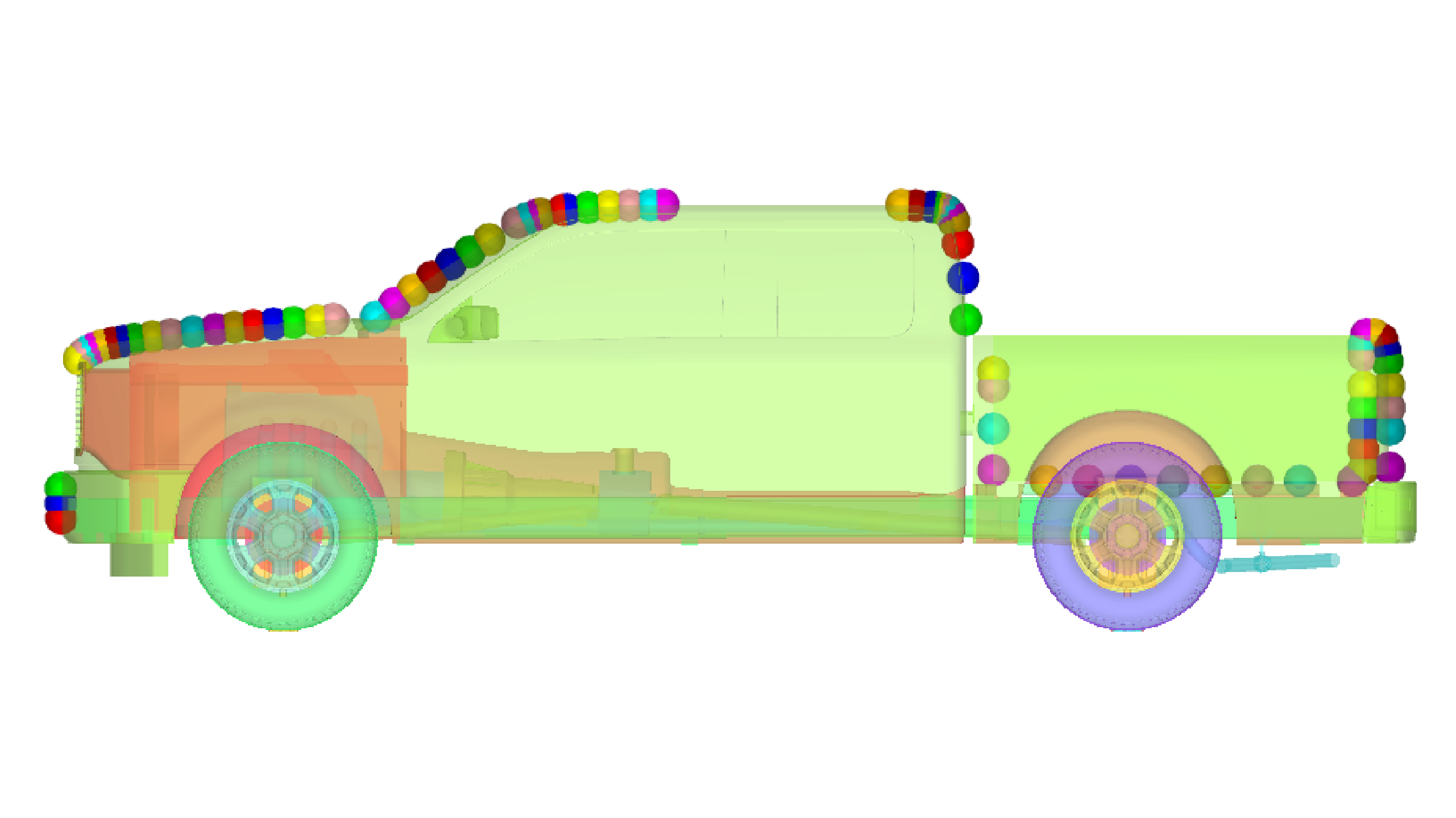 Pressure tap measurement locations distributed across the GTU vehicle geometry for aerodynamic validation analysis